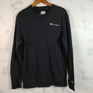 Champion Men's Black Sweatshirt Crewneck Logo Size Small